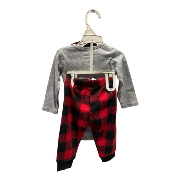 Chick Pea Infants 3 Piece Christmas Set 6-9 Months Bear Buffalo Plaid Winter - Picture 2 of 8